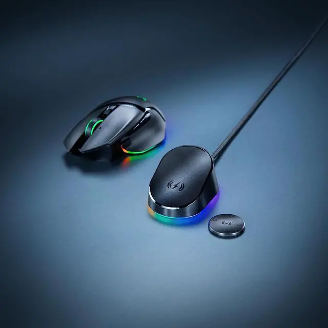 Alt view image 7 of 7 - Mouse Dock Pro with Wireless Charging Puck: Magnetic Wireless Charging - Integrated HyperPolling 8K Hz Transceiver - Anti-Slip Base - Chroma RGB Lighting - Classic Black