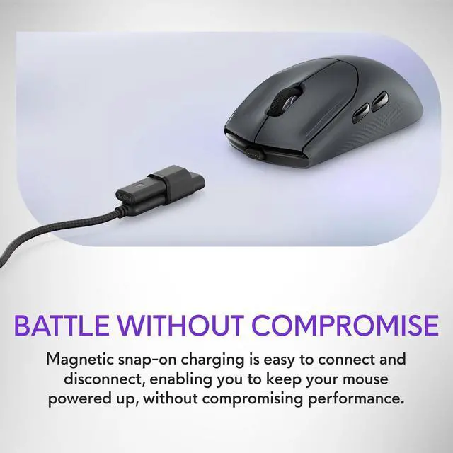 Alt view image 3 of 7 - AW720M Tri-Mode Wireless Gaming Mouse - 2.4GHz Wireless, Bluetooth 5.1, 26,000 DPI, 8-Fully Programmable Buttons, Magnetic Snap Charging Adapter USB-A to USB-C Cable - Dark Side of The Moon