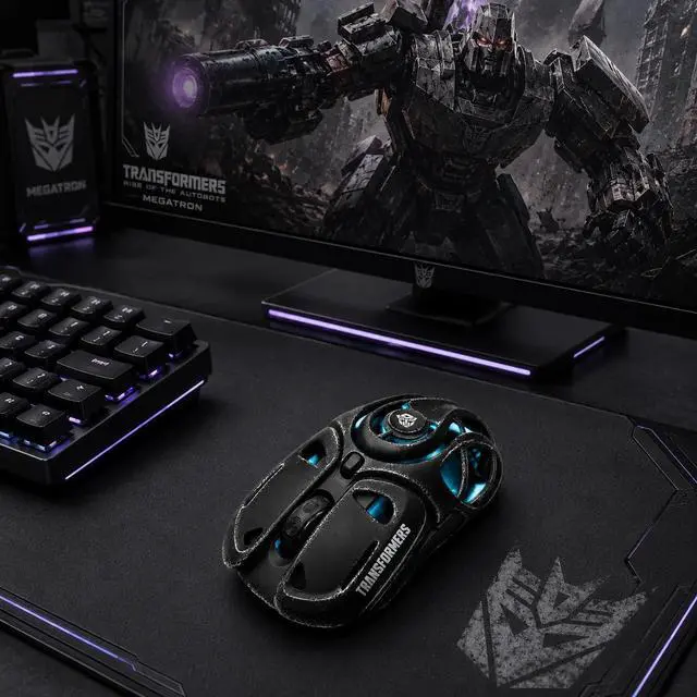 Alt view image 7 of 7 - TF-GM05 Wireless Gaming Mouse, 71g Ultra-Light Hollow Mecha Design, Tri-Mode Bluetooth/2.4G/Wired, 12800 DPI, Huano Switches, PAW3311 Sensor, RGB, USB-C Rechargeable (Megatron Black)