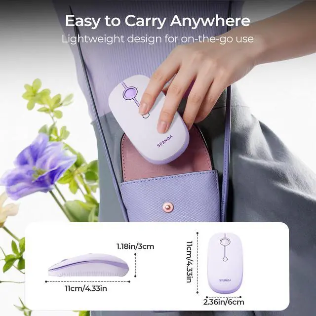 Alt view image 7 of 7 - MOU001 Bluetooth Wireless Mouse for Laptop,Slim Computer Mice,Purple