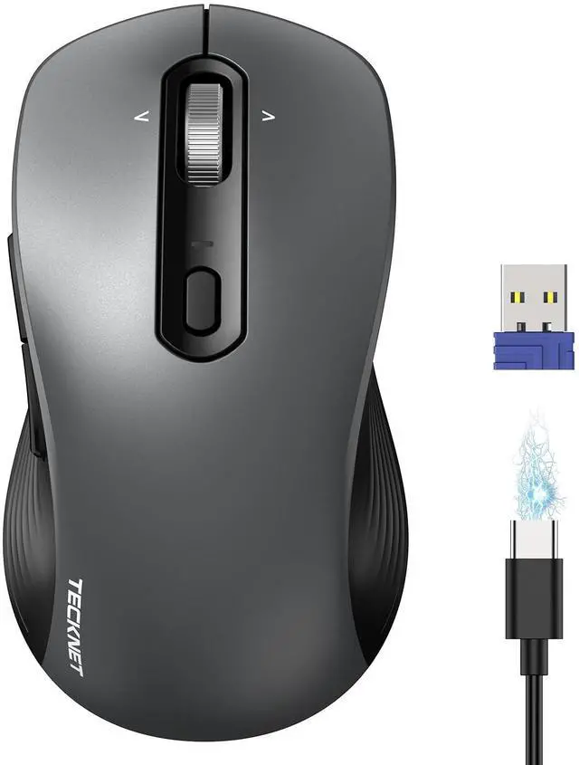 Main image of Rechargeable Wireless Bluetooth Mouse with 4-Way Wheel, 3-Device