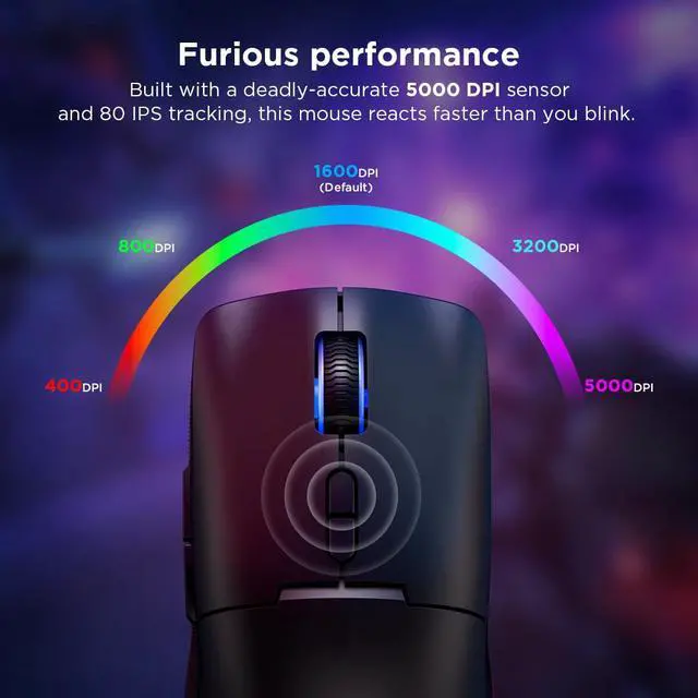 Alt view image 3 of 7 - Legion M220 Wireless RGB Gaming Mouse, Dual Channel Bluetooth, 2.4Ghz Wireless, USB-C Charging, 5-Level DPI Switch, Symmetrical Medium-Large Size, Black