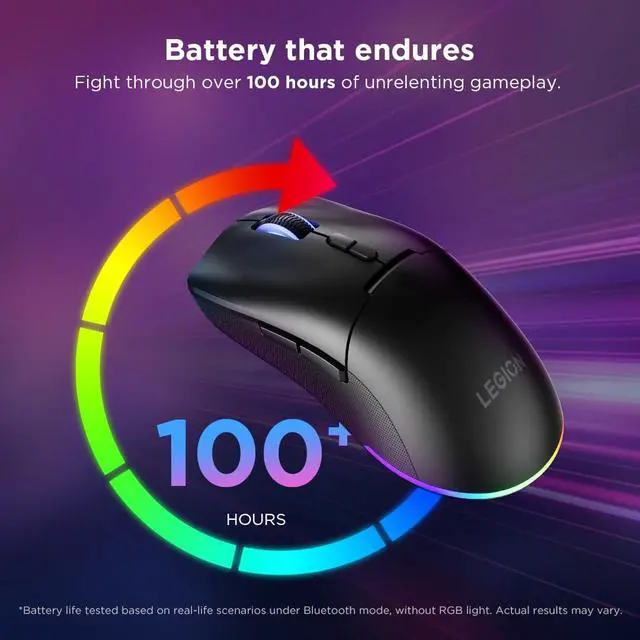 Alt view image 7 of 7 - Legion M220 Wireless RGB Gaming Mouse, Dual Channel Bluetooth, 2.4Ghz Wireless, USB-C Charging, 5-Level DPI Switch, Symmetrical Medium-Large Size, Black