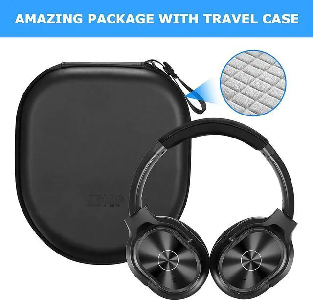 Alt view image 6 of 6 - Active Noise Cancelling Headphones, 40H Playtime Wireless Bluetooth Headset with Deep Bass Hi-Fi Stereo Sound,Comfortable Earpads for Travel/Home/Office (Black)
