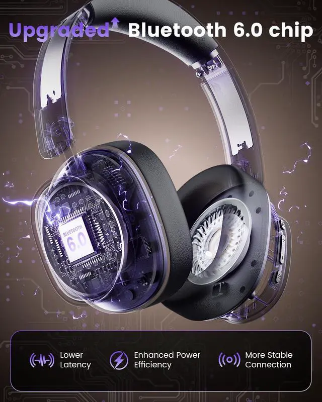 Alt view image 3 of 7 - Active Noise Cancelling Headphones,78H Over Ear Headset