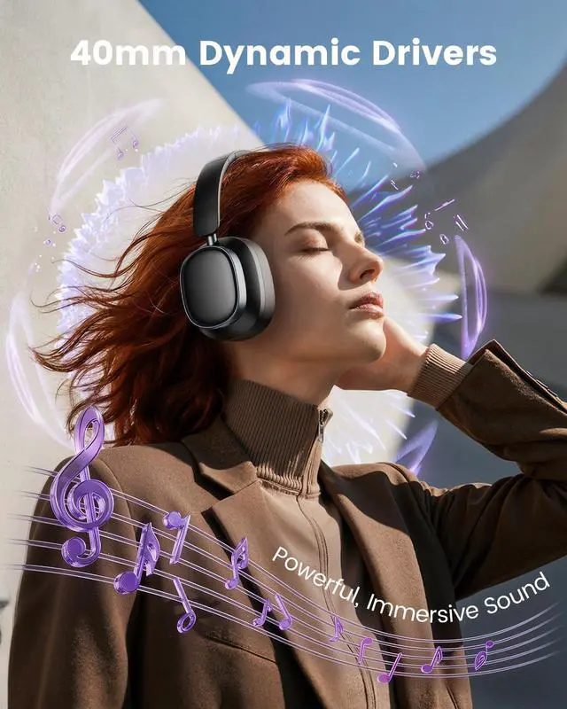 Alt view image 5 of 7 - Active Noise Cancelling Headphones,78H Over Ear Headset