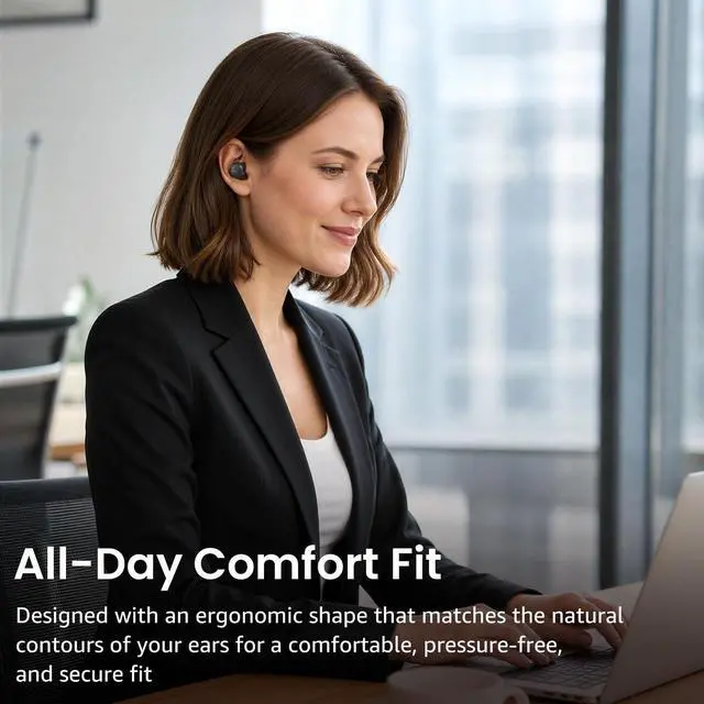 Alt view image 7 of 7 - NC9 Hybrid Active Noise Cancelling Wireless Earbuds, 60H, LED Display