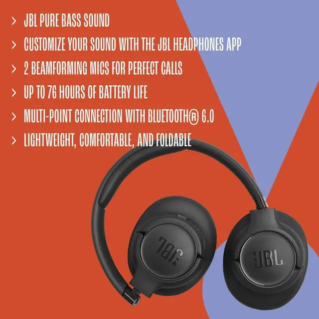 Alt view image 6 of 7 - Tune 730BT - Wireless Over-Ear Headphones - Black | Pure Bass Sound, Customize your sound with the Headphones App, 2 beamforming mics for perfect calls