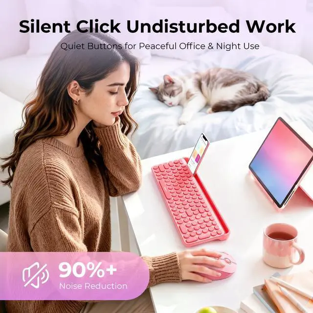 Alt view image 6 of 7 - Wireless Trackball Mouse, Ergonomic Bluetooth Rollerball Mouse,Pink
