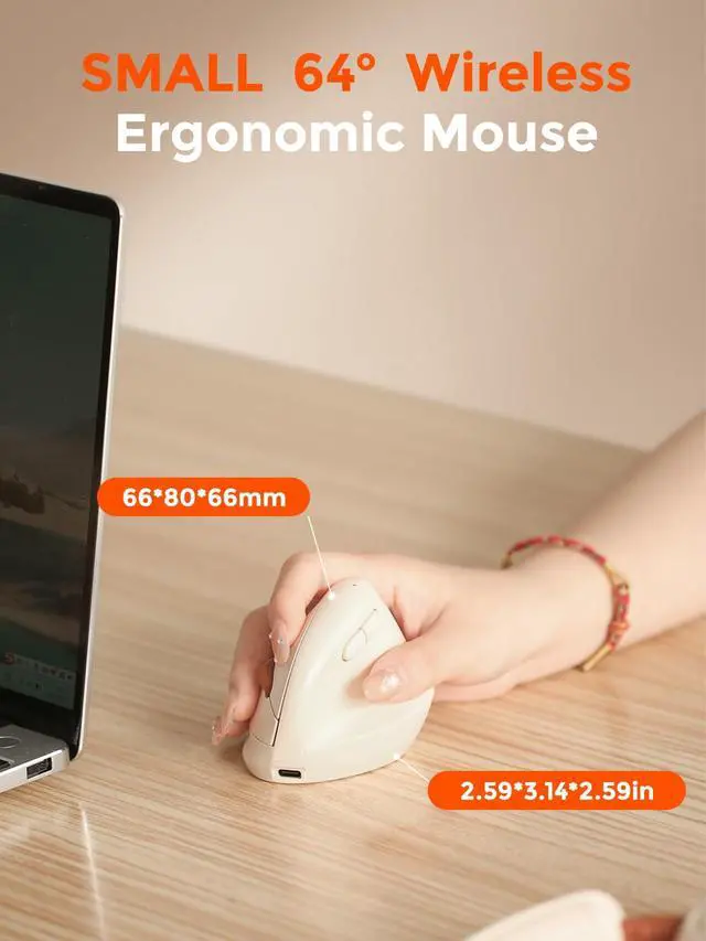 Alt view image 3 of 7 - Ergonomic Vertical Wireless Mouse for Small Hands,2.4GHz / BT Optical Vertical Mice with Ergo Design for Comfort and Reduced Wrist Strain,3 Multi-Device Connectivity for Computer/PC/Laptop