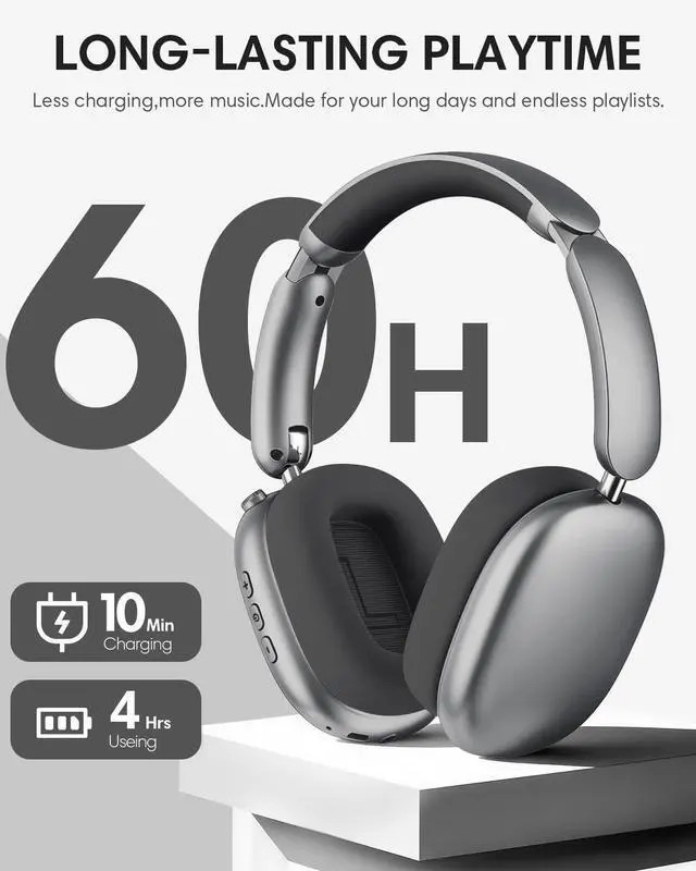 Alt view image 5 of 7 - Y02 Active Noise Cancelling Wireless Headphones, Grey