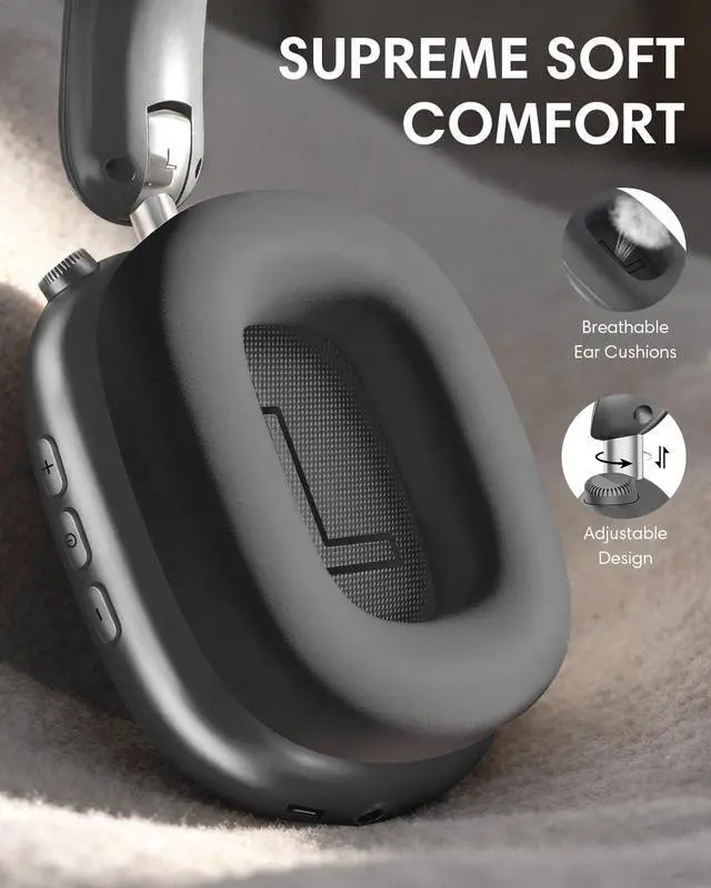 Alt view image 6 of 7 - Y02 Active Noise Cancelling Wireless Headphones, Grey