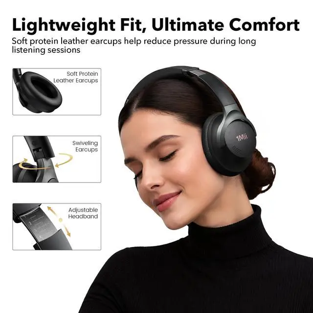 Alt view image 4 of 7 - Hybrid Active Noise Cancelling Bluetooth Headphones with Hi-Res Audio