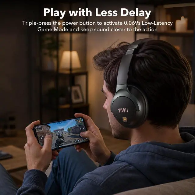 Alt view image 7 of 7 - Hybrid Active Noise Cancelling Bluetooth Headphones with Hi-Res Audio