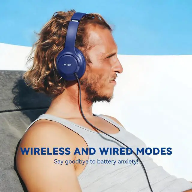 Alt view image 3 of 7 - Bluetooth Headphones Over Ear, 65 Hours Playtime Wireless Headphones with Microphone, Foldable Lightweight Headset with Deep Bass, HiFi Stereo Sound Low Latency for Travel Work Cellphone