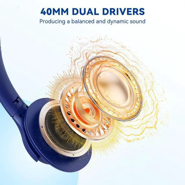 Alt view image 5 of 7 - Bluetooth Headphones Over Ear, 65 Hours Playtime Wireless Headphones with Microphone, Foldable Lightweight Headset with Deep Bass, HiFi Stereo Sound Low Latency for Travel Work Cellphone