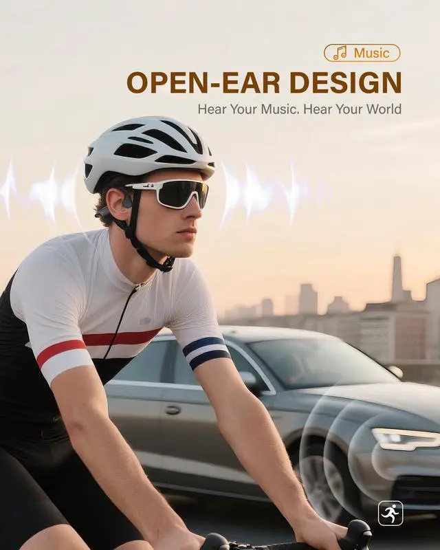 Alt view image 7 of 7 - New Bone Conduction Headphones Bluetooth 6.0, Open Ear Earbuds with Mic, Premium Sound, 3 EQ Modes, 10H Playtime, 25g Lightweight, IP65 Waterproof Sports Headphones for Running Cycling HikingBlack