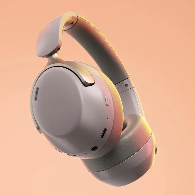 Alt view image 2 of 6 - QC30 Hybrid Active Noise Cancelling Headphones, 60H Playtime, Built-in Mic, Wireless Over Ear Headsets with Case,Bluetooth 5.4,Deep Bass Comfort Fit Soft-Earpads Fast Charging -Dunes Grey
