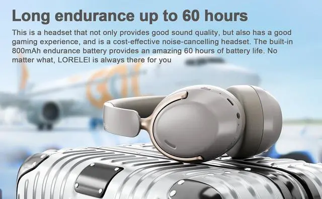 Alt view image 6 of 6 - QC30 Hybrid Active Noise Cancelling Headphones, 60H Playtime, Built-in Mic, Wireless Over Ear Headsets with Case,Bluetooth 5.4,Deep Bass Comfort Fit Soft-Earpads Fast Charging -Dunes Grey