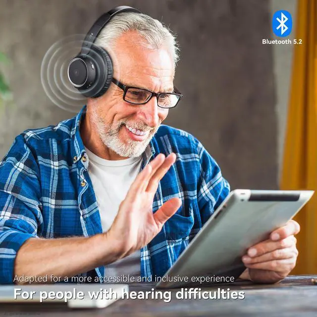 Alt view image 7 of 7 - Wireless Headphones for TV Watching, TV Headphones Wireless for Seniors with Transmitter Charging Base, Hearing-impaired, No Audio Delay Bluetooth 5.2, Plug and Play, Gifts for Elderly