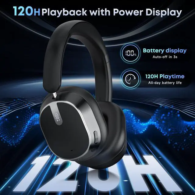 Alt view image 4 of 7 - Hybrid Active Noise Cancelling Bluetooth Headphones Wireless Headphones