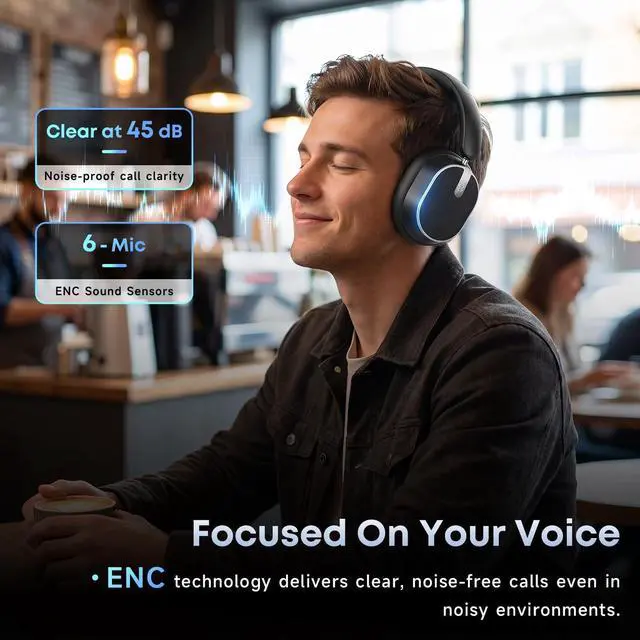 Alt view image 3 of 7 - Hybrid Active Noise Cancelling Bluetooth Headphones Wireless Headphones