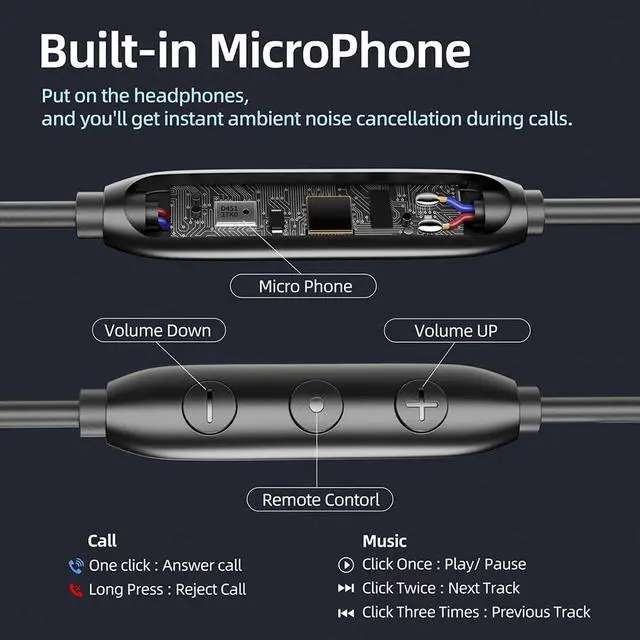 Alt view image 2 of 7 - wired Ear buds with Mic Noise Cancellation Dynamic Bass In-ear Headphones