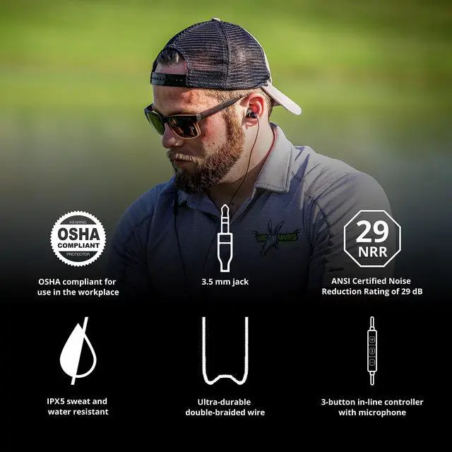 Alt view image 4 of 7 - Wired Hearing Protection Headphones, OSHA Compliant Work Earbuds