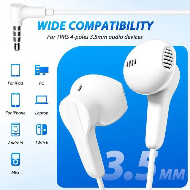Alt view image 5 of 7 - School Earbuds Wired 3.5mm Headphone with Mic for Laptop PC Office
