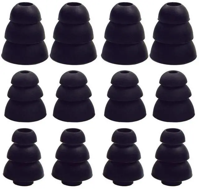 Main image of 3 Flange Noise Cancelling Triple Flange Eartips Eargels Earpads Ear Tips Gels Bud Compatible with Inside Diameter 4mm-5mm Earbuds in-Ear EarphonesInner Hole 4mm,S/M/L,6 Pairs, Black 3F6P3