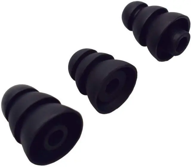 Alt view image 3 of 3 - 3 Flange Noise Cancelling Triple Flange Eartips Eargels Earpads Ear Tips Gels Bud Compatible with Inside Diameter 4mm-5mm Earbuds in-Ear EarphonesInner Hole 4mm,S/M/L,6 Pairs, Black 3F6P3