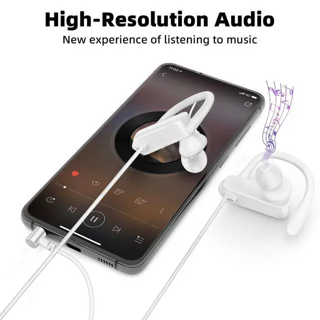 Alt view image 3 of 7 - 3.5mm Headphones Sport Wired Earbuds with Mic Fit Travel, White