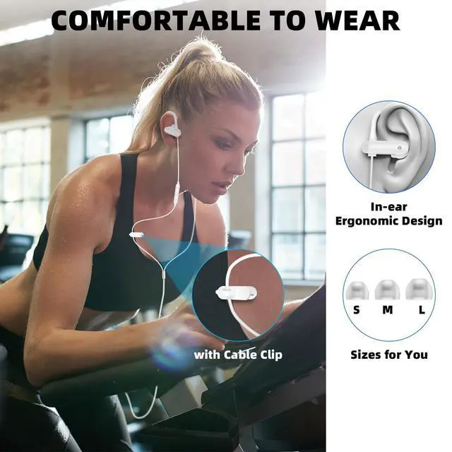 Alt view image 4 of 7 - 3.5mm Headphones Sport Wired Earbuds with Mic Fit Travel, White