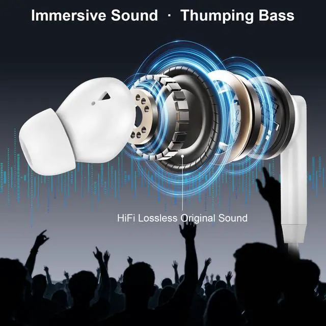 Alt view image 5 of 7 - USB C Headphones for iPhone 17, Type C Earbuds with Microphone Noise Cancelling Wired Earphone USB C for iPhone 16 Pro Max iPad Pro Galaxy A17 S25 Ultra Wired Ear Buds in Ear TypeC Plug, White