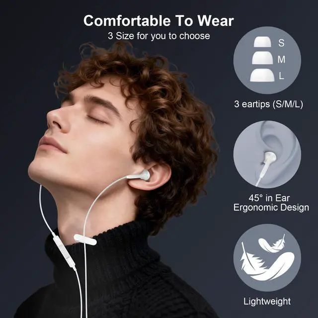 Alt view image 6 of 7 - USB C Headphones for iPhone 17, Type C Earbuds with Microphone Noise Cancelling Wired Earphone USB C for iPhone 16 Pro Max iPad Pro Galaxy A17 S25 Ultra Wired Ear Buds in Ear TypeC Plug, White
