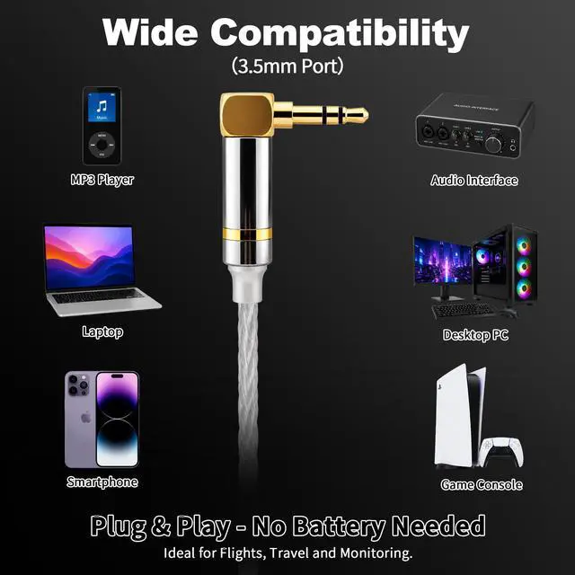 Alt view image 7 of 7 - Wired Gaming Earbuds with Detachable Silver-Plated 3.5mm Cable
