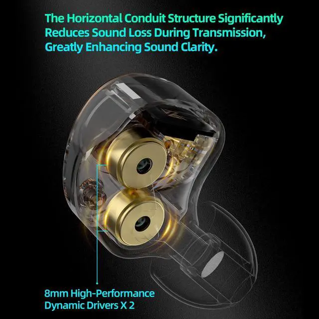 Alt view image 5 of 7 - KZ Taurus in Ear Monitor Headphones, Horizontal 2DD in Ears, Gaming Earbuds, Noise Isolating Ear Buds Sound Localization in-Ears for Singers Musicians Audiophiles