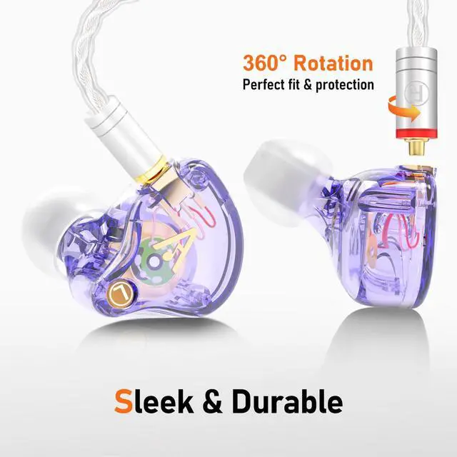 Alt view image 5 of 7 - Vibes 202M Wired Earbuds - HiFi in Ear Monitor Headphones - Noise Isolating Ear Buds w/ Mic - Clear Sound, Deep Bass & Comfort-Fit Gaming Earphones - MMCX to 3.5mm & Silver Plated Cord, Carrying Case