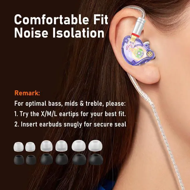 Alt view image 7 of 7 - Vibes 202M Wired Earbuds - HiFi in Ear Monitor Headphones - Noise Isolating Ear Buds w/ Mic - Clear Sound, Deep Bass & Comfort-Fit Gaming Earphones - MMCX to 3.5mm & Silver Plated Cord, Carrying Case