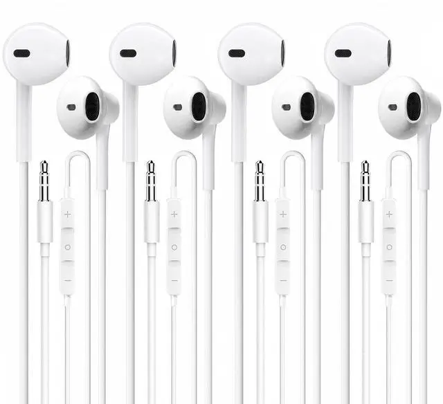 Main image of Wired Earbuds 4 Pack, Earbuds HiFi Stereo Wired Earphones Headphones with Microphone Volume Control Compatible with iPad, Laptop, MP3, Android Smartphones, Fits All 3.5mm Jack Device