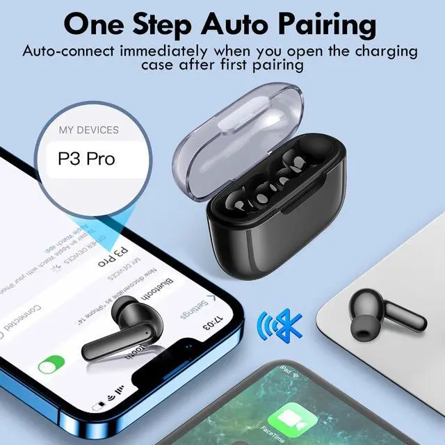 Alt view image 2 of 7 - Wireless Earbuds, Bluetooth 5.3 in Ear Buds Light Weight Headphones with Deep Bass Sound,48 Hours Playtime Headset,Clear Calls Earphones with Mics for Sports Workout Black