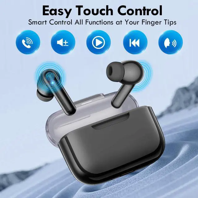 Alt view image 3 of 7 - Wireless Earbuds, Bluetooth 5.3 in Ear Buds Light Weight Headphones with Deep Bass Sound,48 Hours Playtime Headset,Clear Calls Earphones with Mics for Sports Workout Black