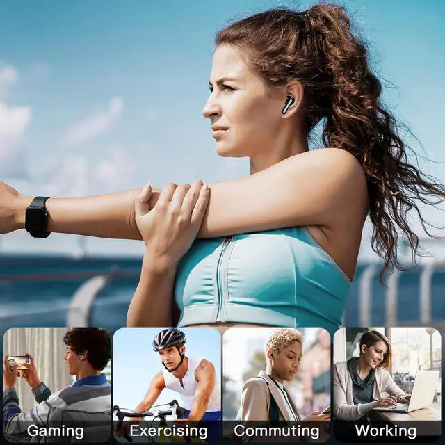 Alt view image 7 of 7 - Wireless Earbuds, Bluetooth 5.3 in Ear Buds Light Weight Headphones with Deep Bass Sound,48 Hours Playtime Headset,Clear Calls Earphones with Mics for Sports Workout Black