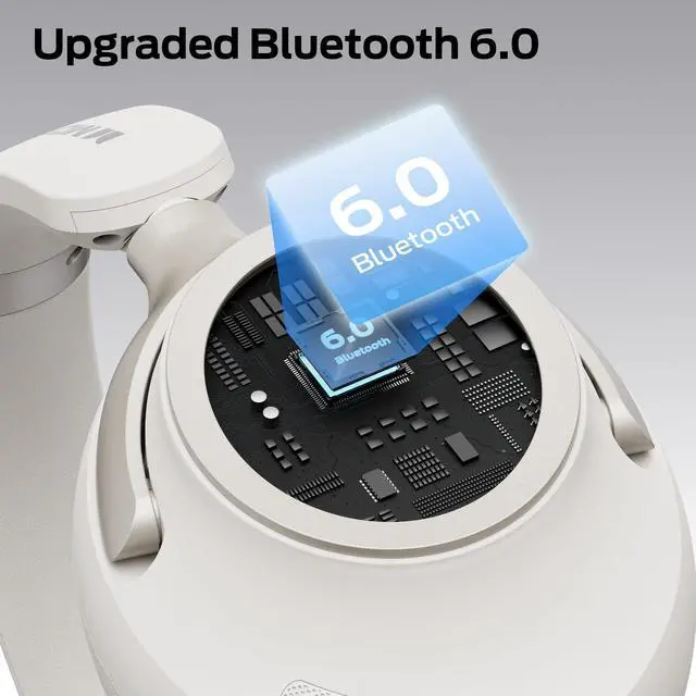 Alt view image 6 of 7 - Persona 4th ANC Active Noise Canceling Headphones, Wireless Bluetooth Over Ear Headphones with 3 EQ Modes, and 70H Playtime,Deep Bass,Bluetooth 6.0,Foldable Comfort Design for Outdoor,White