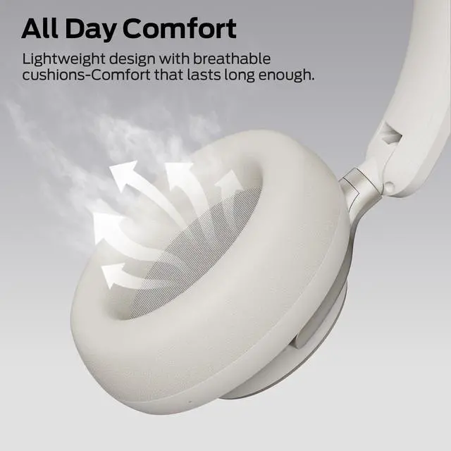 Alt view image 7 of 7 - Persona 4th ANC Active Noise Canceling Headphones, Wireless Bluetooth Over Ear Headphones with 3 EQ Modes, and 70H Playtime,Deep Bass,Bluetooth 6.0,Foldable Comfort Design for Outdoor,White