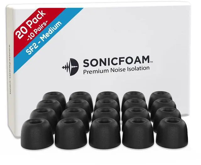 Main image of SF2 Medium - Memory Foam Earbud Tips - 10 Pairs - Black