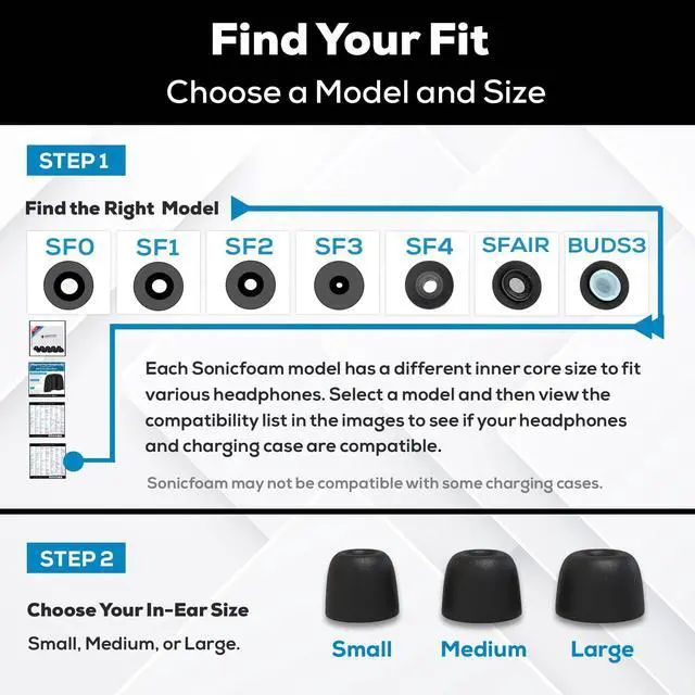 Alt view image 2 of 6 - SF2 Medium - Memory Foam Earbud Tips - 10 Pairs - Black