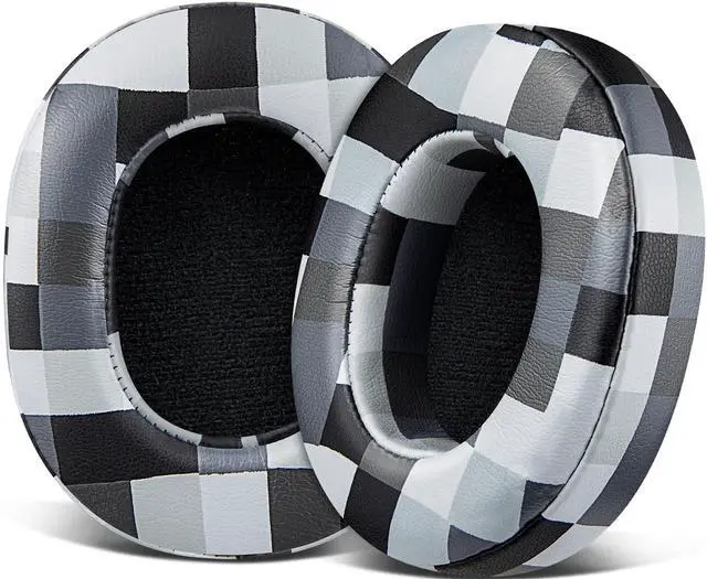 Main image of Replacement Earpads for Skullcandy Hesh 3/ANC/Evo & Crusher Wireless/540/ANC/Evo & Venue ANC Over-Ear Headphones, Ear Pads Cushions with Protein Leather, Noise Isolation Foam - Black&Gray Grid