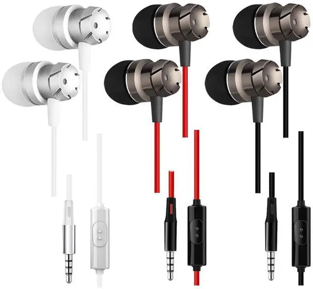 Main image of 3 Packs Earphone with Remote & Microphone, in Ear Stereo Sound Noise Isolating Tangle Free for Smartphones, Laptops, Gaming, Fits 3.5mm Interface Device