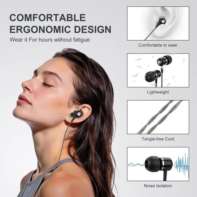 Alt view image 5 of 7 - USB C Wired Earbuds, USB-C Headphone with Mic, in-Ear USBC Earphone